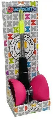 Immagine prodotto di Acrobat - Set completo con diabolo in gomma rosa, 105 pezzi, e bacchette in alluminio