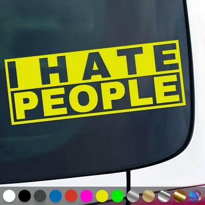 Produktbild von PantherPixel I hate People Aufkleber Ich Hasse Menschen Sticker Auto Geschenkidee Farbe Neon-Gelb