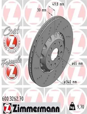 Immagine prodotto di 2x disco freno ZIMMERMANN 600.3262.70 per VW Passat Variant (365) TIGUAN (AD1)