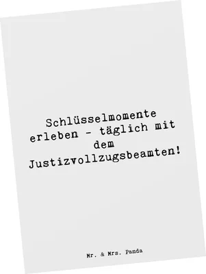 Produktbild von Mr. & Mrs. Panda Postkarte Spruch Justizvollzugsbeamte Momente - Weiß - Geschenk, Grußkarte, Geschenke für Berufstätige, Postkarten, einzelkarte, Beruf, bildkarte
