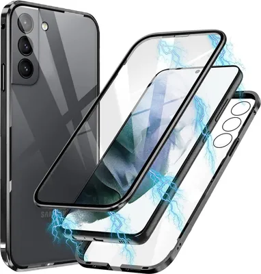 Produktbild von Conie Rundum Schutzhülle für Samsung Galaxy S21 FE Aluminium Case Glas Front- und Rück- Seite Schutz Cover Hülle in Schwarz / Transparent