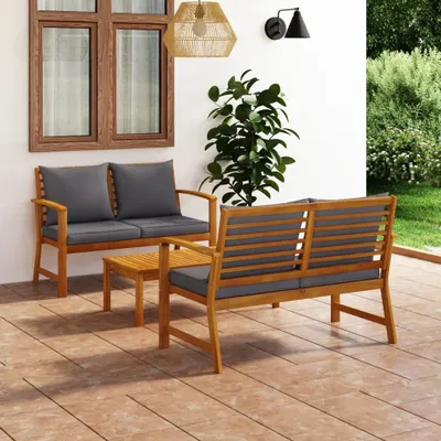 Productafbeelding van Maison Exclusive - 3-delige loungeset voor de tuin met kussens, gemaakt van massief acaciahout