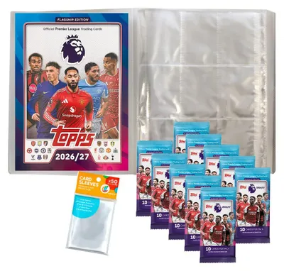 Immagine prodotto di Bundle di carte collezionabili della Premier League 2026/27: 1 raccoglitore vuoto + 10 bustine aggiuntive + protezioni esclusive collect-it