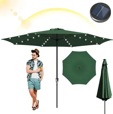 Produktbild von Aopunly Ø350cm Sonnenschirm Schirm UV40+ Gartenschirm Terrasse Garten UV-Schutz LED Solar,Rot