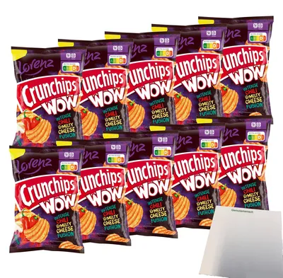 Produktbild von Lorenz Crunchips Wow Chili & Cheese VPE (10x110g Beutel) + usy Block