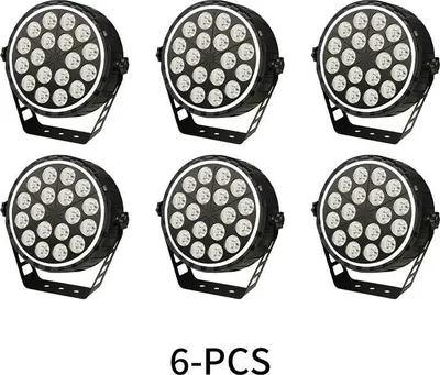 Zdjęcie produktu dla Oświetlenie sceniczne LED, sterowanie DMX, 16,7 mln kolorów, 6 sztuk, wtyczka UE