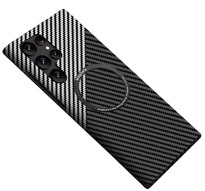 Obrázek produktu pro Pro Samsung Galaxy S25 Ultra 5G MagSafe Design Ultra Thin Carbon Texture Case Silver / Black