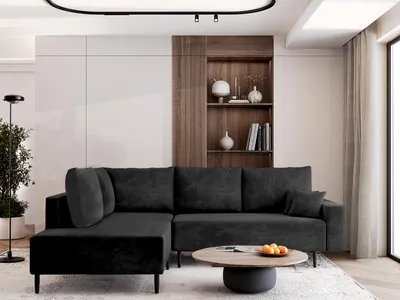 Produktbild von AX LIVING Kalkan Ecksofa mit Schlaffunktion Couch L Form Schwarz 257 L