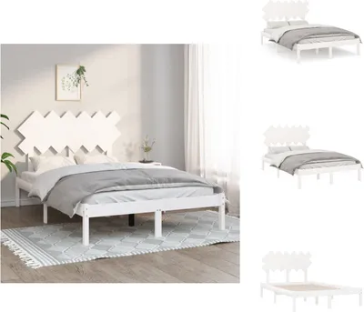 Zdjęcie produktu dla vidaXL Łóżko z litego drewna białe 135x190 cm - Łóżka i stoliki nocne