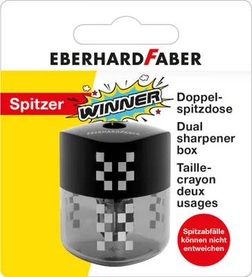Produktbild von Eberhard Faber 585193 Doppelspitzdose mit Safetylock sortiert BK, 8 und 10, 46 x 100 x 91 mm, schwarz