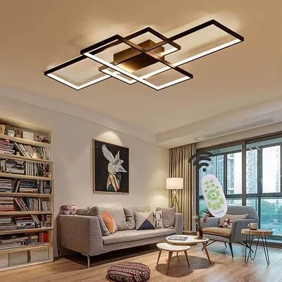Zdjęcie produktu dla Oświetlenie sufitowe do salonu, 105 cm, nowoczesna lampa sufitowa LED, możliwość regulacji barwy światła (2700K-6500K), możliwość regulacji jasności, czarna lampa do salonu z pilotem