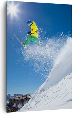 Produktbild von Bild auf Leinwand - Leinwandbild - Einteilig - Ski Winter Schnee Berg - 80x120cm - Wand Bild - Wanddeko - Wandbilder - Leinwanddruck - Wanddekoration - Leinwand bilder - Wandbild - PA80x120-2856