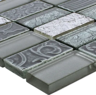 Produktbild von Mosaikfliesen Glas Naturstein Piroshka Silber