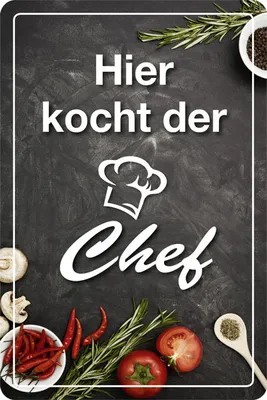 Produktbild von Blechschild: Hier kocht der Chef, 20 x 30 cm, Blechschilder, kochen Küche