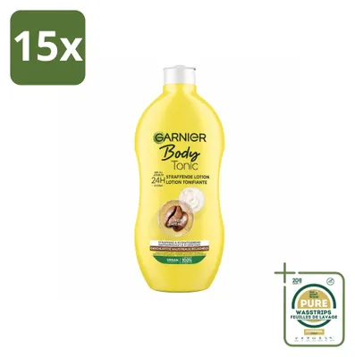 Imagen del producto de 15 unidades de crema corporal Garnier Body Tonic, reafirmante e hidratante, 400 ml, pack ahorro