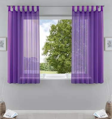 Produktbild von 2er-Pack Gardinen Transparent Vorhang Set Wohnzimmer Voile Schlaufenschal mit Bleibandabschluß HxB  175x140 cm Lila 61000CN