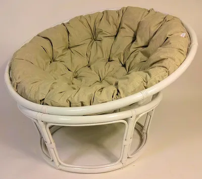 Produktbild von Rattan Papasansessel , Papasan Sessel inkl. hochwertigen Polster , D 110 cm , Fb. weiß lackiert , Polster Loneta soft gray