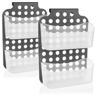 Produktbild von com-four® 2x Duschkorb mit 2 Fächern - Duschgelhalter mit Haken zum Hängen