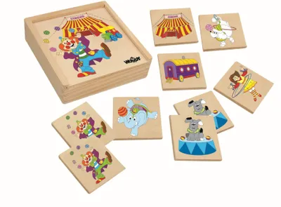 Produktbild von Lernspielzeug 93049 Holz - Puzzle / Match a Pair / Memory mit Zirkus - Motiven. 36 tlg