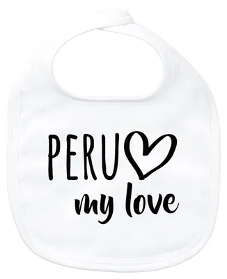Produktbild von Huuraa Baby Lätzchen Peru my love White Klettverschluss Baumwolle Latz Geschenkidee