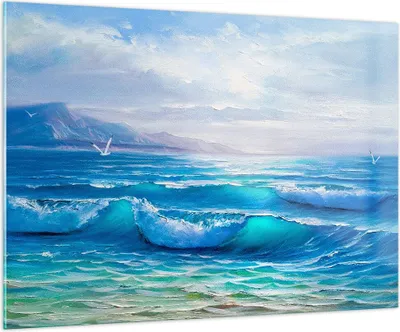 Produktbild von Bilder auf glas - Meer Welle Möwe - 100x70cm - Glasbilder - Wandbilder - Kunstdruck - zum Aufhängen bereit - Wanddekoration aus Glas - Glas Bilder - Wandbild auf Glas - Einteilig - GAA100x70-4033