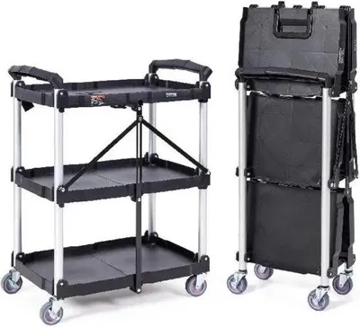 Productafbeelding van Famanu opbergwagen met 3 niveaus - Draagvermogen: 75 kg - Opvouwbare garagewagen - Ruimtebesparend
