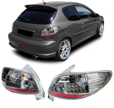 Für Peugeot 206 Schrägheck 3 + 5 Türer 1998-2009 LED Rückleuchten Klarglas Chrom in der Farbe Chrom von Carparts-Online GmbH