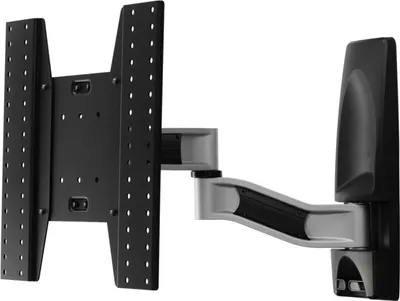 A black and gray TV wall mount is shown against a white background.