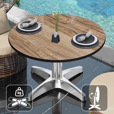 Produktbild von CPBL | Compact Loungetisch | Ø:H 60 x 42 cm | Sheesham / Aluminium | Klappbar | Zusatzgewicht | Bistro Loungetisch Gastro Tisch