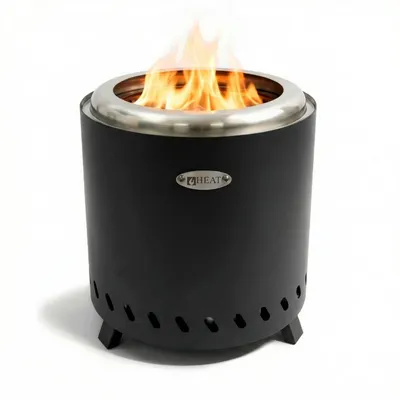 Produktbild von HEAT Rokfri Rauchfreier Feuerkorb - Rauchfreie Feuerschale - Tisch Feuerstelle - Fire Pit Outdoor - 22x22x25cm - Schwarz