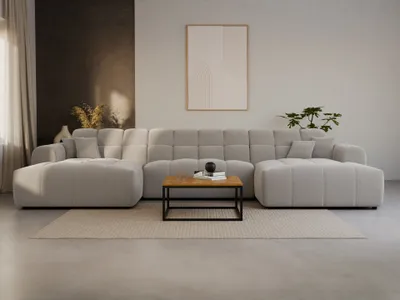Produktbild von LetSit Ecksofa Andrea U Curio Universal Freistehendes Loungesofa Bequemes Ecksofa zum Entspannen Schmutzabweisend Für Wohnzimmer Schlafzimmer Beige