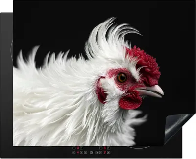 Produktbild von KitchenYeah© Herdabdeckplatte Huhn - Vogel - Schwarz , 65x52cm, Küche Deko, Glaskeramikkochfeld Herdabdeckung, Abdeckplatte fùr Kochfeld