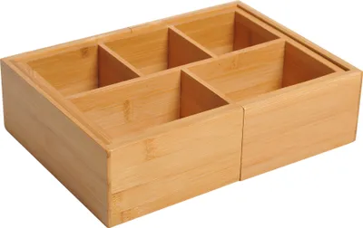 Produktbild von HOMCOM Úložný box Organizér Organizér do zásuvky výsuvný bambus prírodný D24,6 x Š17,6 x V7 cm