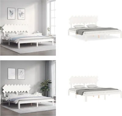 Immagine prodotto di vidaXL Letto in legno massiccio con testiera bianca - Struttura letto - Cornici letto - Struttura letto - Letto