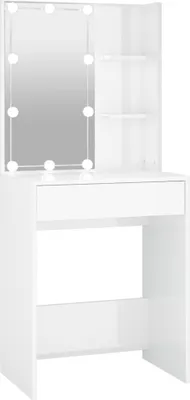Image de vidaXL Coiffeuse avec LED blanc brillant 60x40x140 cm