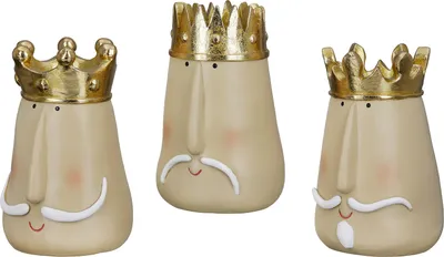 Zdjęcie produktu dla GILDE Teelichtleuchter, "Monsieur", Kunstharz, beige, , 3 Stück wie abgebildet, H. 14 cm, D. 8 cm 24261