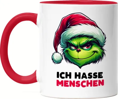 Produktbild von Ich hasse Menschen Tasse Rot Sarkastisch Anti Weihnachten Humor