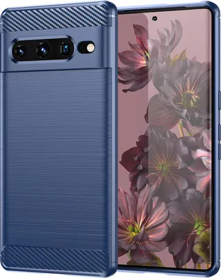 Produktbild von Google Pixel 7 Pro Hülle, Carbon-Faser TPU Silikon Stoßfest Schutzhülle für Google Pixel 7 Pro Blau