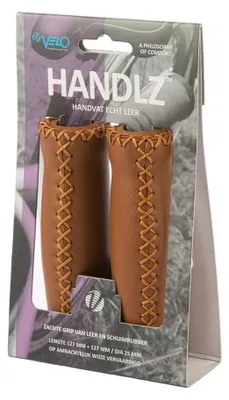 Zdjęcie produktu dla Velo grip skórzany 128 mm brązowy - miękki, regulacja wilgoci, amortyzacja