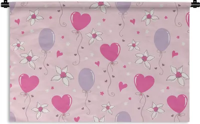 Produktbild von MuchoWow® Wandteppich Wandbehang Ballon - Muster - Rosa 90x60 cm Tapisserie Dekoration Wandtuch - Wandskulpturen - Bildteppich