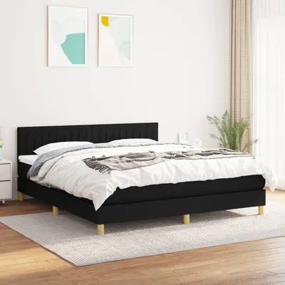 Produktbild von Boxspringbett mit Matratze Schwarz 160x200 cm Stoff