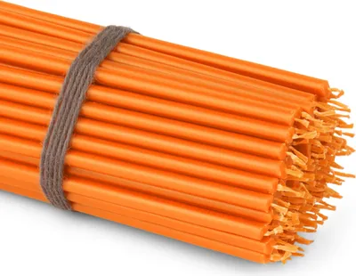 Produktbild von 100x Stabkerzen orange Tropffrei Rußfrei dünn L 16cm Premium Paraffinwachs 36109
