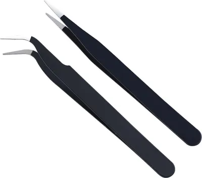 Image de Pince à épiler Set 2 pièces en acier inoxydable épilation des sourcils avec étui