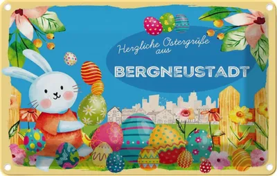 Produktbild von vianmo Blechschild 12x18 cm Ostergrüße BERGNEUSTADT Ostern Gruß