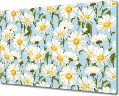 Produktbild von Glas-Herdabdeckplatte Glaskeramikfeldabdeckung Spritzschutz - 80x52 cm - Blaue Kamille Zarte