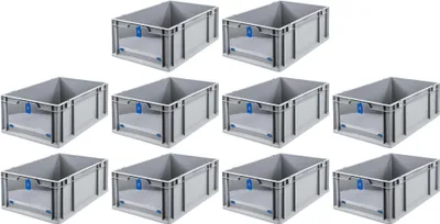 Produktbild von SparSet 10x Eurobox NextGen Insight Cover | HxBxT 22x40x60 | 44 Liter | Hoch/Blau | Eurobehälter, Transportbox, Transportbehälter, Stapelbehälter