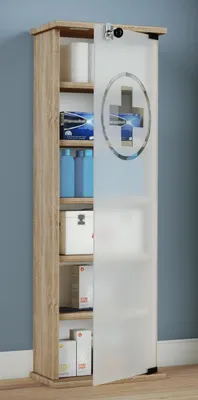 Produktbild von VCM Medizinschrank | Maße ca. H. 92 x B. 31 x T. 18 cm | Apothekerschrank abschließbar | Arzneischrank - Gusal