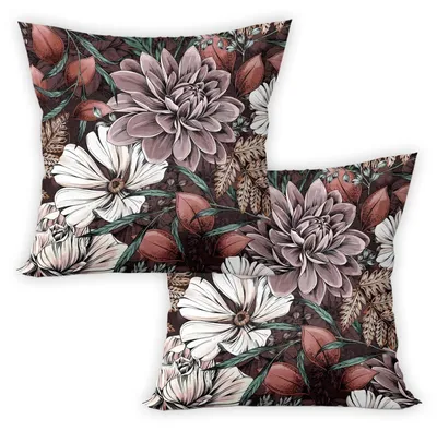 Samt-Kissenbezüge mit Blumenmuster, doppelseitig, 2er-Set, 40 x 40 cm