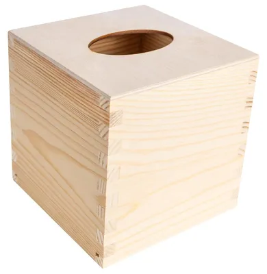Obrázok produktu pre Creative Deco Krabička na vreckovky v tvare kocky | Surové, nelakované drevo a preglejka | 13 x 13 x 13 cm | Krabička na vreckovky Ideálna na dekoráciu technikou decoupage