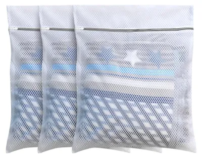 Produktbild von Wäschesäcke Feinwäsche 3er Set 50x60cm Wabennetz mit Reißverschluss Weiß